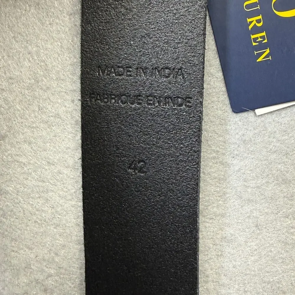 Polo Ralph Lauren Men's Shield-Buckle Leather Belt W/ free socks, Black 42W $99
